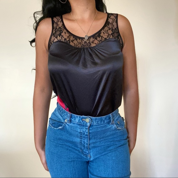 Lace Tank Top with Red Rose - Picture 1 of 4